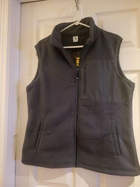 Women's Charcoal Grey Fleece Vest - Sleeveless Zip Front (28)